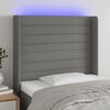 vidaXL Čelo postele s LED tmavě &scaron;ed&eacute; 103 x 16 x 118/128 cm textil