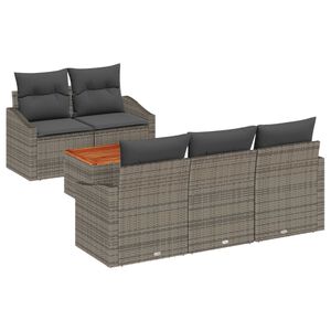 vidaXL Sada zahradn&iacute;ch pohovek s pol&scaron;t&aacute;řem 6 pcs &Scaron;ed&aacute; polyratan