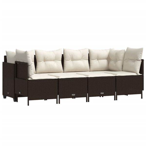 vidaXL 5d&iacute;ln&aacute; zahradn&iacute; sedac&iacute; souprava s podu&scaron;kami hněd&aacute; polyratan