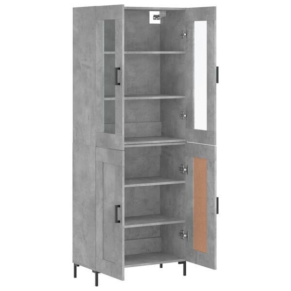 vidaXL Skř&iacute;ň highboard betonově &scaron;ed&aacute; 69,5x34x180 cm kompozitn&iacute; dřevo