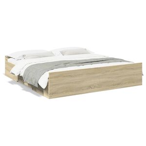 vidaXL R&aacute;m postele se z&aacute;suvkami dub sonoma 200x200 cm kompozitn&iacute; dřevo