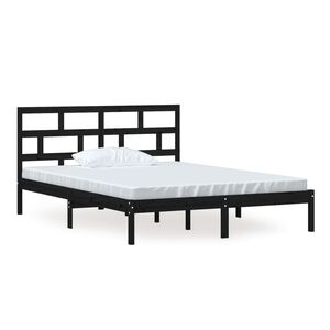 vidaXL R&aacute;m postele čern&yacute; 150 x 200 cm King Size masivn&iacute; dřevo