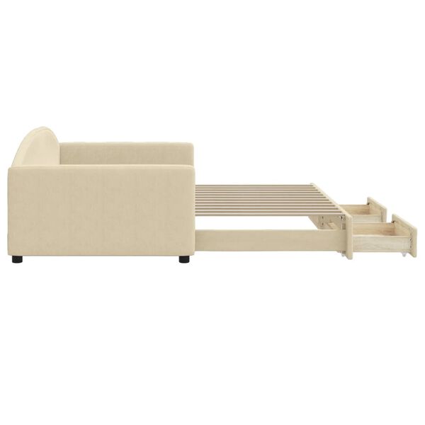 vidaXL Válenda s přistýlkou a zásuvkami krémová 100 x 200 cm textil