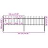 vidaXL Zahradn&iacute; plot s kop&iacute;m nahoře ocelov&yacute; 359 x 80 cm čern&yacute;