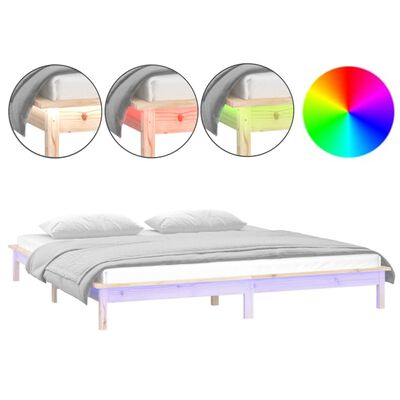 vidaXL Rám postele s LED světlem 200 x 200 cm masivní dřevo