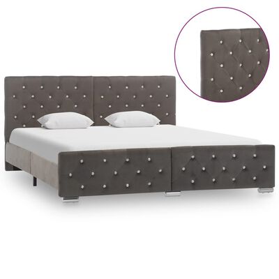 vidaXL Rám postele šedý samet 160 x 200 cm