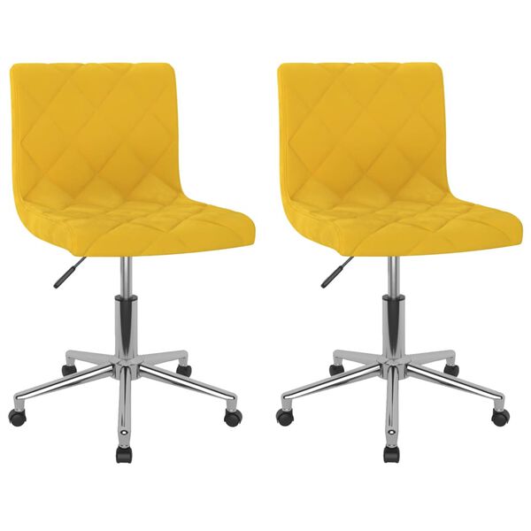 vidaXL Otočn&eacute; j&iacute;deln&iacute; židle 2 ks hořčicově žlut&eacute; samet