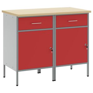 vidaXL Pracovn&iacute; skř&iacute;ň se z&aacute;suvkou 2 ks Červen&aacute; a &scaron;ed&aacute; 100 x 55 x 85 cm
