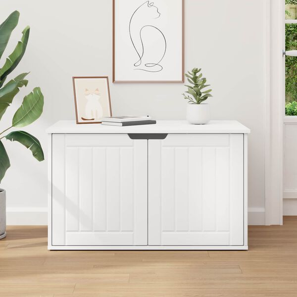 vidaXL Kočič&iacute; dům B&iacute;l&aacute; 85 x 55 x 50,5 cm kompozitn&iacute; dřevo