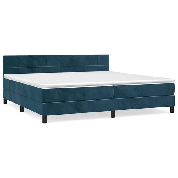 vidaXL Box spring postel s matrac&iacute; tmavě modr&aacute; 200x200 cm samet