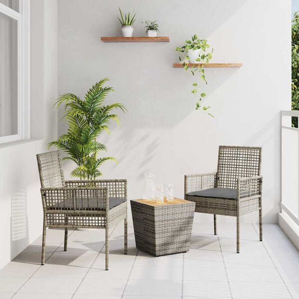 vidaXL Zahradní bistro set 3 pcs Šedá Poly ratan