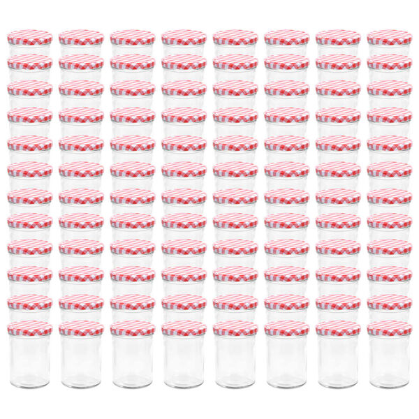 vidaXL Zavařovac&iacute; sklenice s b&iacute;ločerven&yacute;mi v&iacute;čky 96 ks 400 ml