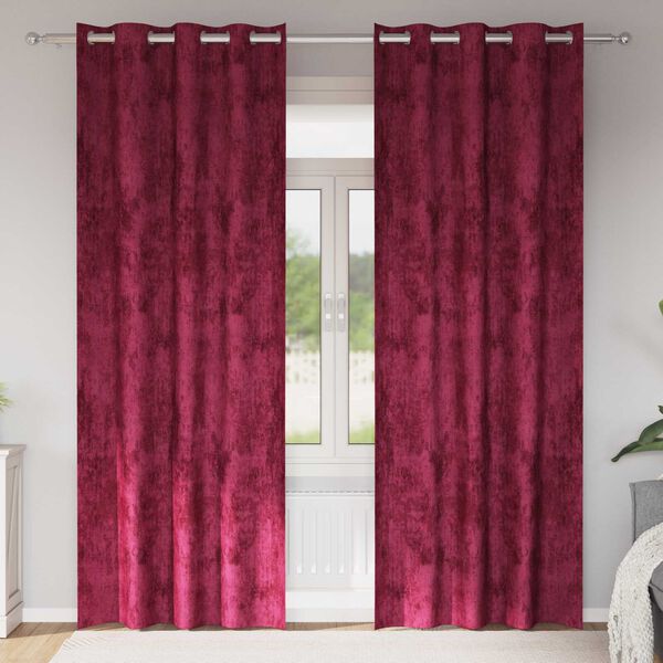 vidaXL Sametové závěsy 2 pcs vínová červená 245 x 140 cm samet