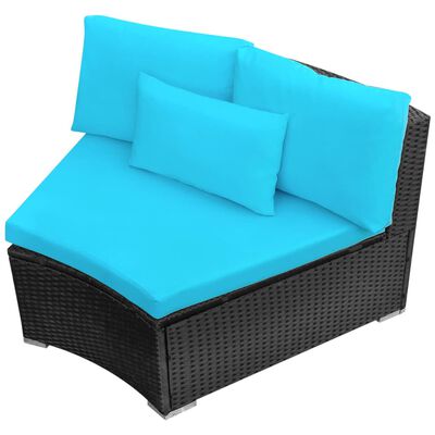 vidaXL 13dílná zahradní sedací souprava s poduškami polyratan modrá