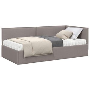 vidaXL Rohov&yacute; r&aacute;m postele s matrac&iacute; 2 ks Taupe 90 x 190 cm samet