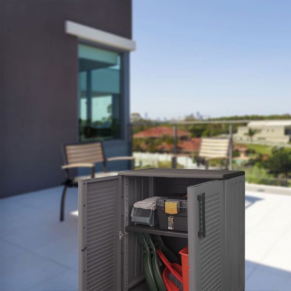 vidaXL Zahradní úložná skříň šedá a černá 68x37x84 cm PP