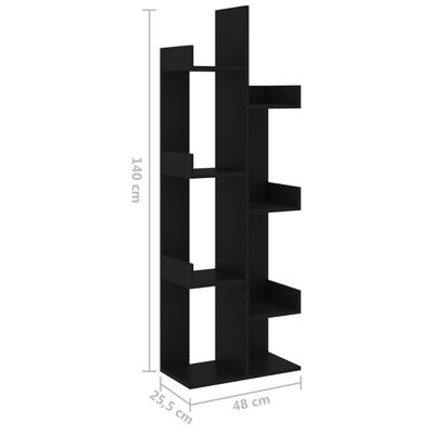 vidaXL Knihovna černá 48 x 25,5 x 140 cm dřevotříska