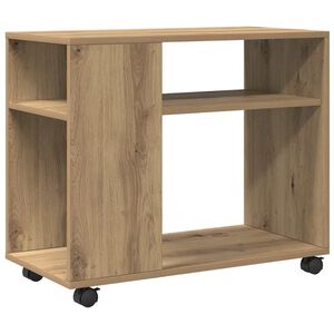 vidaXL Odkl&aacute;dac&iacute; stolek na kolečk&aacute;ch dub artisan 70x35x60 cm kompozit
