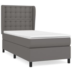 vidaXL Box spring postel s matrac&iacute; &scaron;ed&aacute; 80 x 200 cm uměl&aacute; kůže