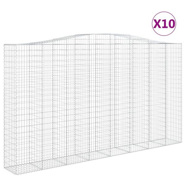 vidaXL Klenut&eacute; gabionov&eacute; ko&scaron;e 10ks 400x50x220/240cm pozinkovan&eacute; železo