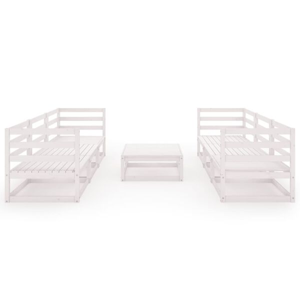 vidaXL 7d&iacute;ln&aacute; zahradn&iacute; sedac&iacute; souprava b&iacute;l&aacute; masivn&iacute; borovice