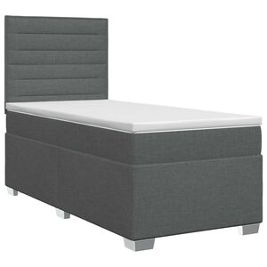 vidaXL Postel boxspring s matrac&iacute; s čelo Tmavě &scaron;ed&aacute; jednoduch&yacute; Textil