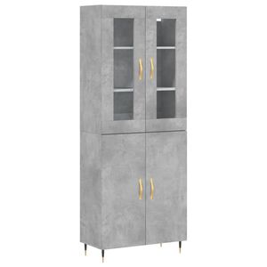 vidaXL Skř&iacute;ň highboard betonově &scaron;ed&aacute; 69,5x34x180 cm kompozitn&iacute; dřevo
