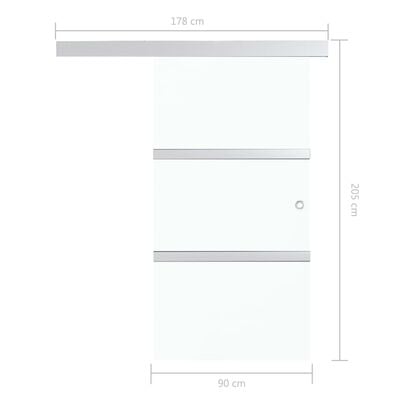 vidaXL Posuvné dveře s měkkými zarážkami ESG sklo a hliník 90 x 205 cm