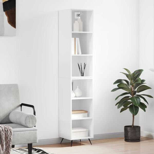 vidaXL Skř&iacute;ň highboard b&iacute;l&aacute; s vysok&yacute;m leskem 34,5x32,5x180 cm kompozit