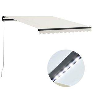vidaXL Ručně zatahovac&iacute; mark&yacute;za s LED světlem 300 x 250 cm kr&eacute;mov&aacute;