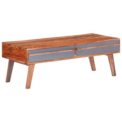 vidaXL Konferenční stolek šedý 110x50x40 cm masivní sheeshamové dřevo