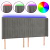 vidaXL Čelo postele s LED světle &scaron;ed&eacute; 203 x 16 x 118/128 cm samet