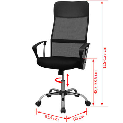 vidaXL Kancelářská židle, částečně z PU 61,5 x 60 cm, černá