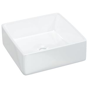 vidaXL Umyvadlo b&iacute;l&eacute; 37 x 37 x 13 cm keramika čtvercov&eacute;