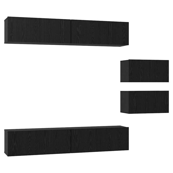 vidaXL Sestava TV skříněk Nástěnný 6 pcs Černý dub kompozitní dřevo