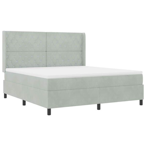 vidaXL Postel s boxspringem s čelo Světle &scaron;ed&aacute; 180 x 200 cm samet