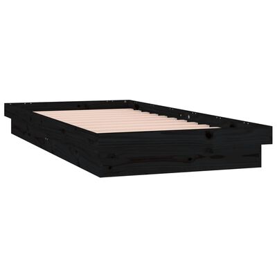 vidaXL Rám postele s LED světlem černý 90 x 200 cm masivní dřevo