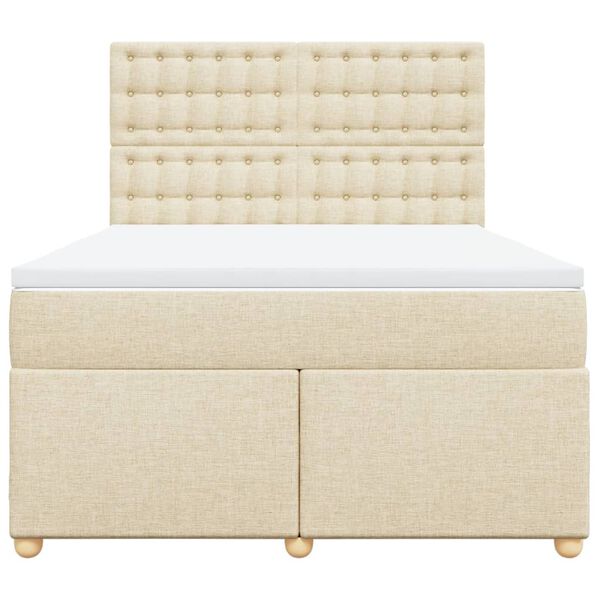 vidaXL Box spring postel s matrac&iacute; kr&eacute;mov&aacute; 160x200 cm textil