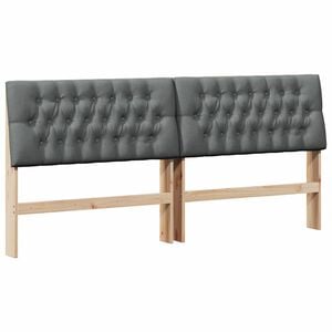 vidaXL Čalouněn&eacute; čelo postele Tmavě &scaron;ed&aacute; 200 cm Masivn&iacute; borov&eacute; dřevo