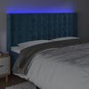 vidaXL Čelo postele s LED tmavě modr&eacute; 163 x 16 x 118/128 cm samet