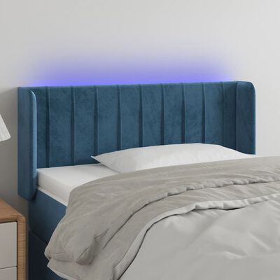 vidaXL Čelo postele s LED modré 93 x 16 x 78/88 cm samet