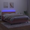 vidaXL Box spring postel s matrac&iacute; a LED růžov&aacute; 140x190 cm samet