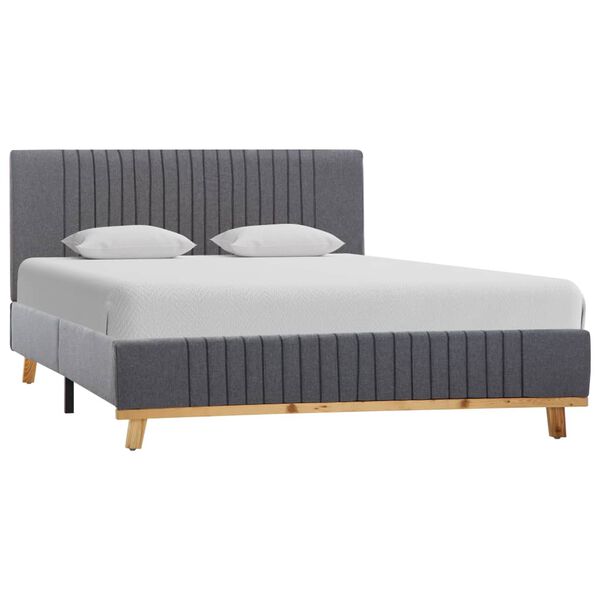 vidaXL R&aacute;m postele světle &scaron;ed&yacute; textil 120 x 200 cm