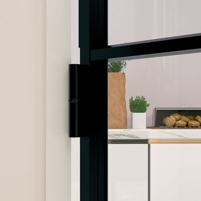 vidaXL Interiérové dveře černé 83x201,5 cm tvrzené sklo a hliník úzké