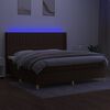 vidaXL Box spring postel s matrac&iacute; a LED tmavě hněd&aacute; 200x200 cm textil