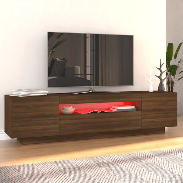 vidaXL TV skř&iacute;ňka s LED osvětlen&iacute;m hněd&yacute; dub 160 x 35 x 40 cm