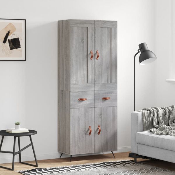 vidaXL Skř&iacute;ň highboard &scaron;ed&aacute; sonoma 69,5 x 34 x 180 cm kompozitn&iacute; dřevo