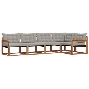 vidaXL Venkovn&iacute; pohovkov&aacute; souprava 5 pcs Př&iacute;rodn&iacute; a světle &scaron;ed&aacute;