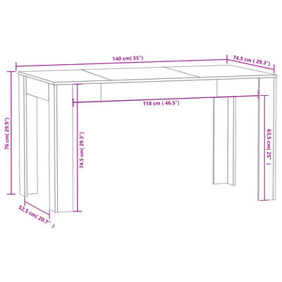 vidaXL Jídelní stůl bílý 140 x 74,5 x 76 cm kompozitní dřevo