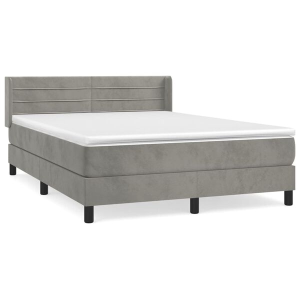 vidaXL Box spring postel s matrac&iacute; světle &scaron;ed&aacute; 140x190 cm samet